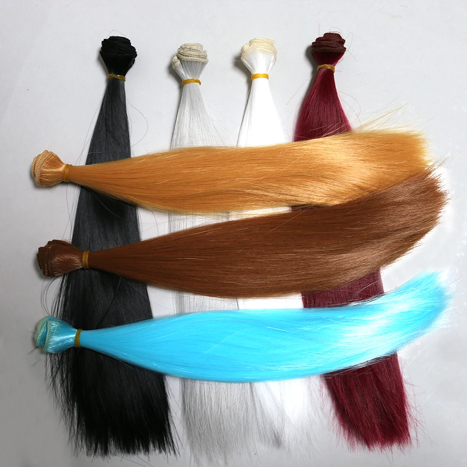 15CM  30CM X 100 CM Ragdoll Doll Hair Wig Synthetic Heat-Resistant Hair Bundle Doll Wig Accessories Brown Gold Silver