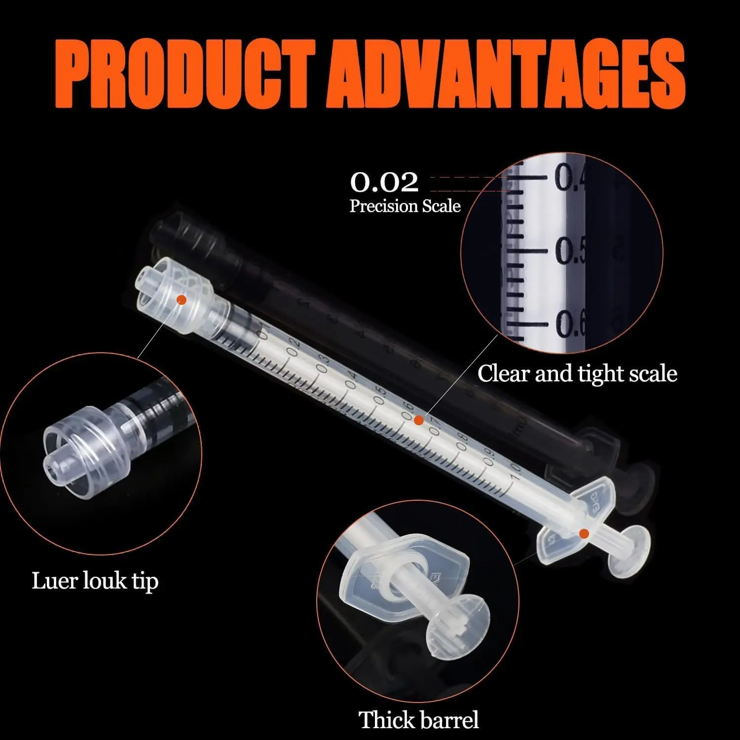 30/100pcs1ml Luer Lock Syringes No Needle Individually Wrapped for Scientific Labs Glue Applicator Disposable Lab Measuring Tool