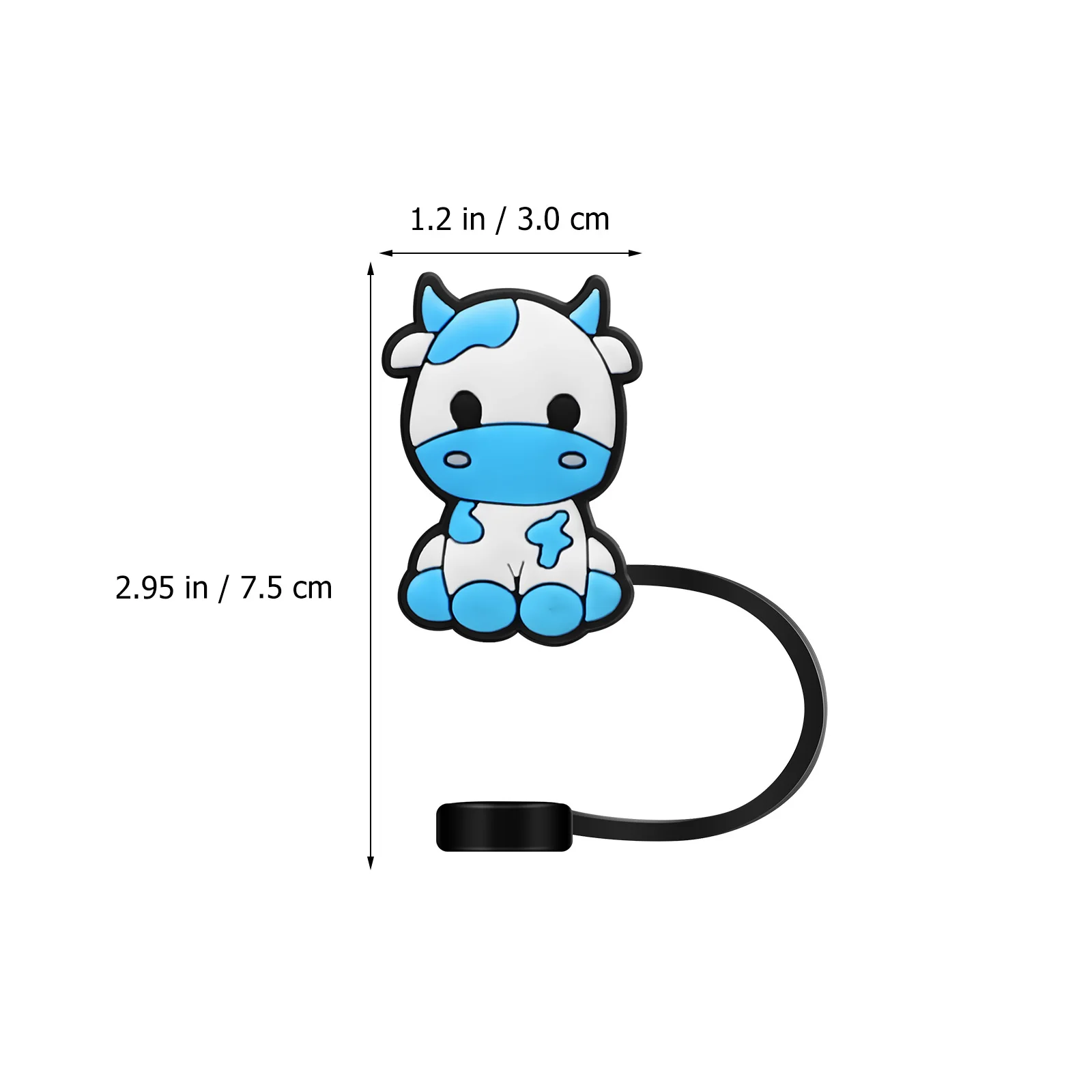 

10Pcs Dust-Proof Straw Caps Silicone Animal Shaped Straw Toppers for Reusable Straws Cute Drinking Accessories Cow Design