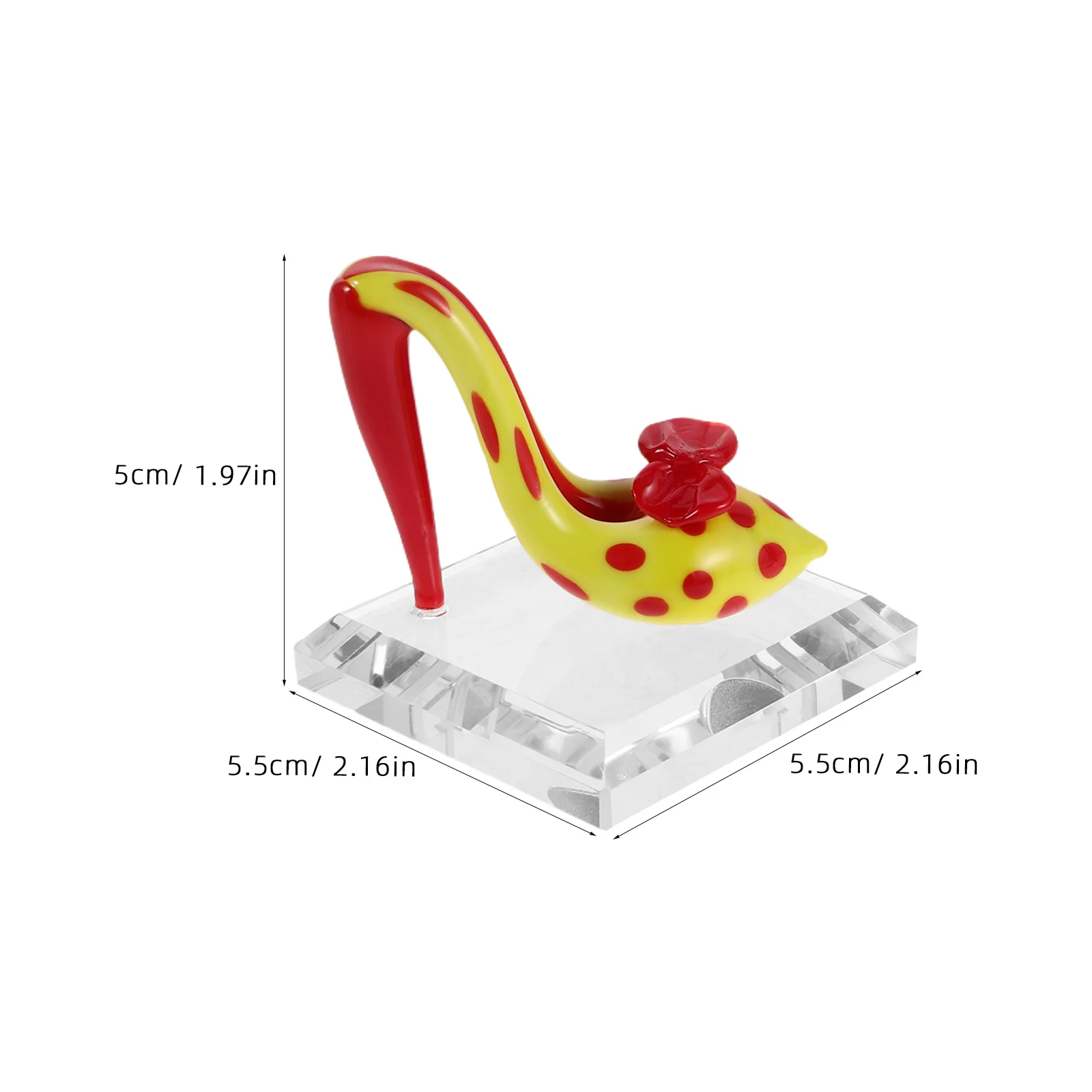 2Pcs Artistic Glass Slipper Decor - Colorful High Heel Shoe Sculpture - Table Shelf Display Piece for Fairy Tale Wedding Favor