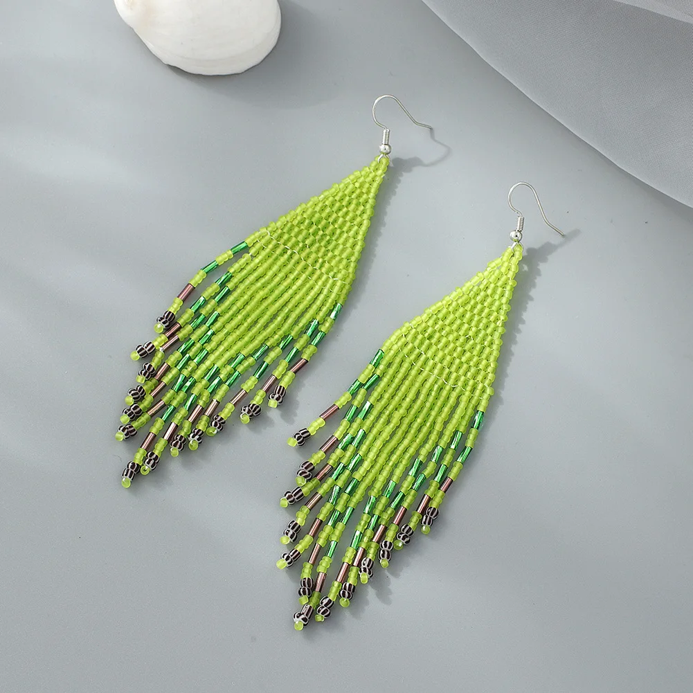 

Original Design Handmade Bead Tassel Earrings European and American Bohemian Tassel Earrings