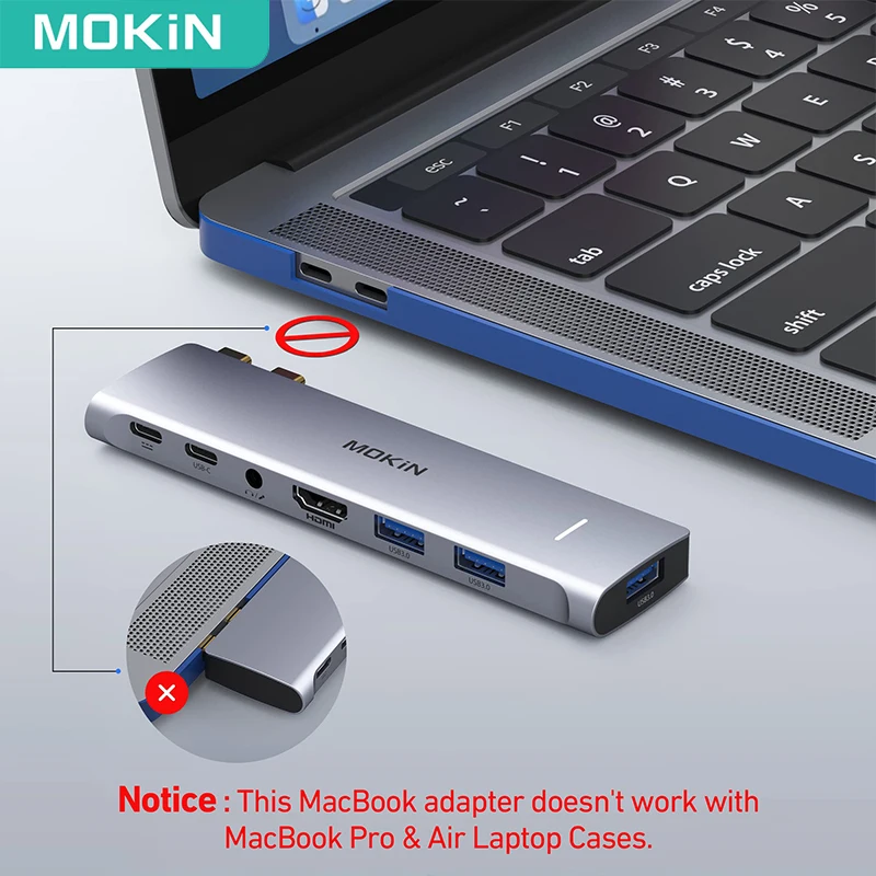 Imagem -04 - Adaptador Mokn-usb c para Macbook Pro 4k Hdmi 60hz Usb c 3.0 sd tf pd 100w Thunderbolt Hub Video Acessórios para Computador