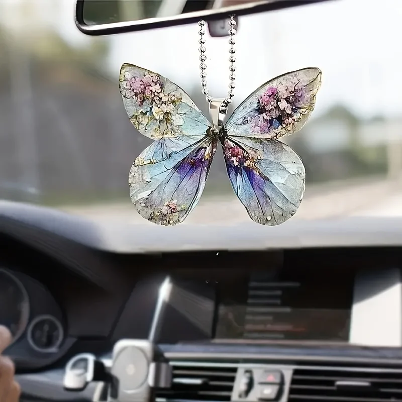 1pc acrilico farfalla auto Pendan moda portachiavi t accessori interni auto ciondolo coppia regalo decorazione della casa regalo