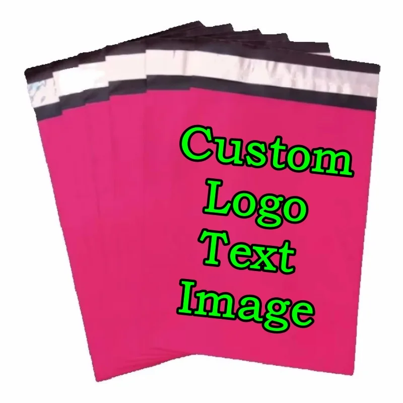 100PCS Rose Red Poly Mailer Adhesive Envelope Bag DIY Logo T-shirt Gloves Gift Shoes Box Courier Express Gift Packaging Pouches