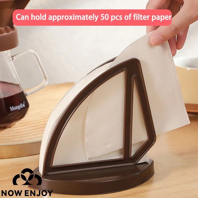 NOW ENJOY New Sailboat-shaped Pour-over Coffee Filter Cup Set  Triangular Funnel And Coffee Filter Paper Storage Rack