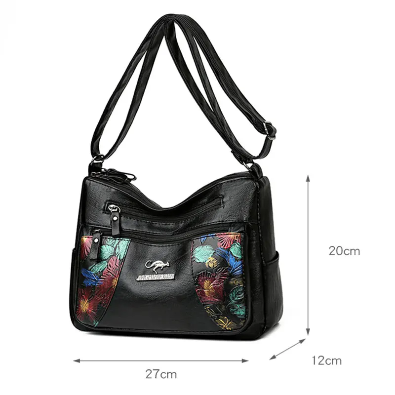 Women Bag Lady Crossbody Bags PU Leather Daily Bag for Women Fashion Shoulder Pack Classic Black Messenger Retro Crossbody Hobos