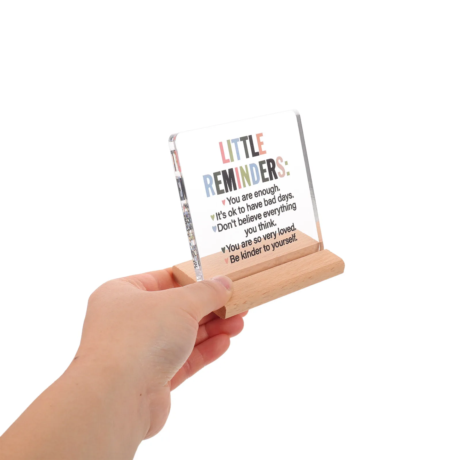 Inspirational Acrylic Desk Plaque Motivational Quote Sign 4x4 Wooden Base Office Home Daily Encouragement Decor