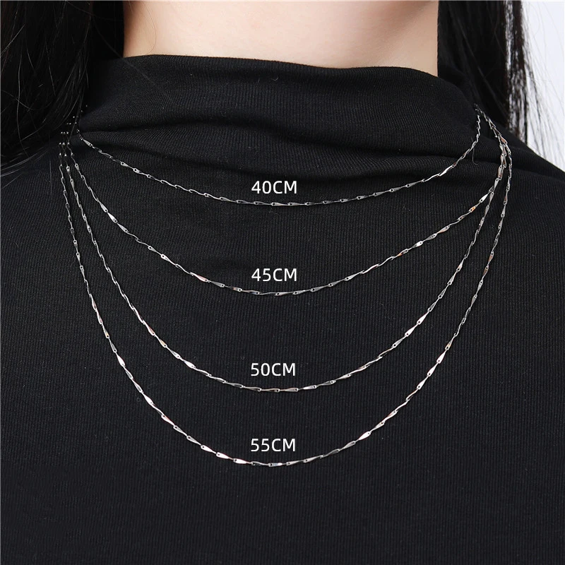 Women's Neck Chain Silver 925 Real 100% Jewelry On The Neck Bamboo Chain 0.8MM 40 45 50 55 CM Female Necklace Torque