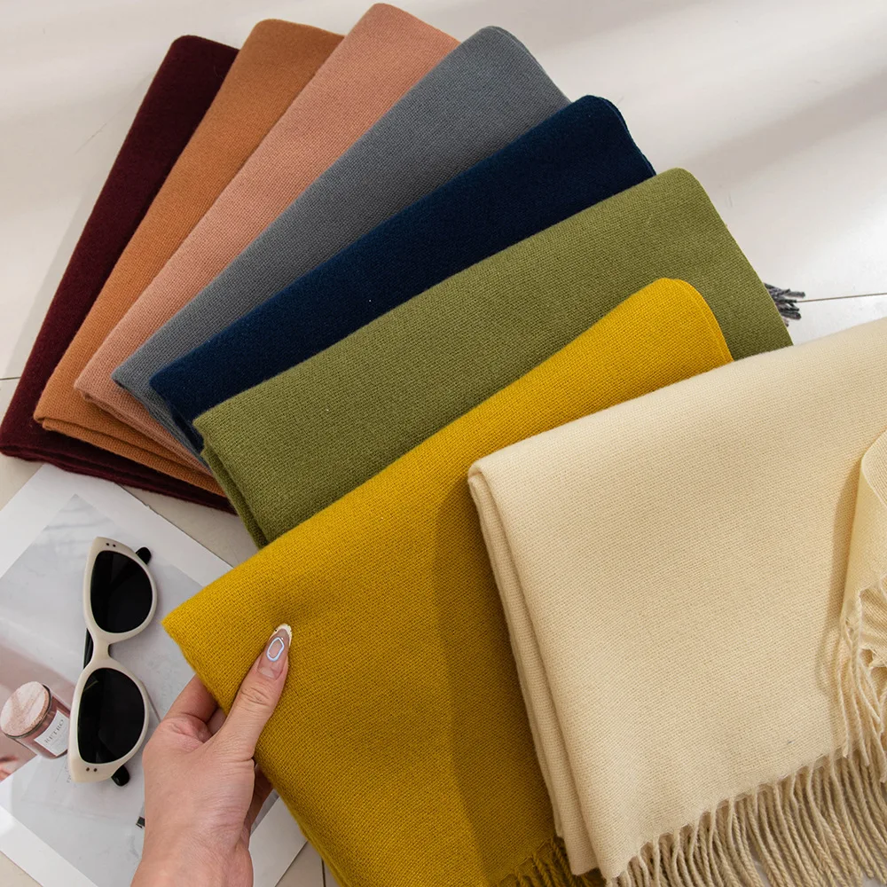 

Новый 26-цветный зимний шарф для женщин, длинные теплые кашемировые шарфы, хиджаб, однотонная женская шаль, женские банданы из пашмины, платки на голову