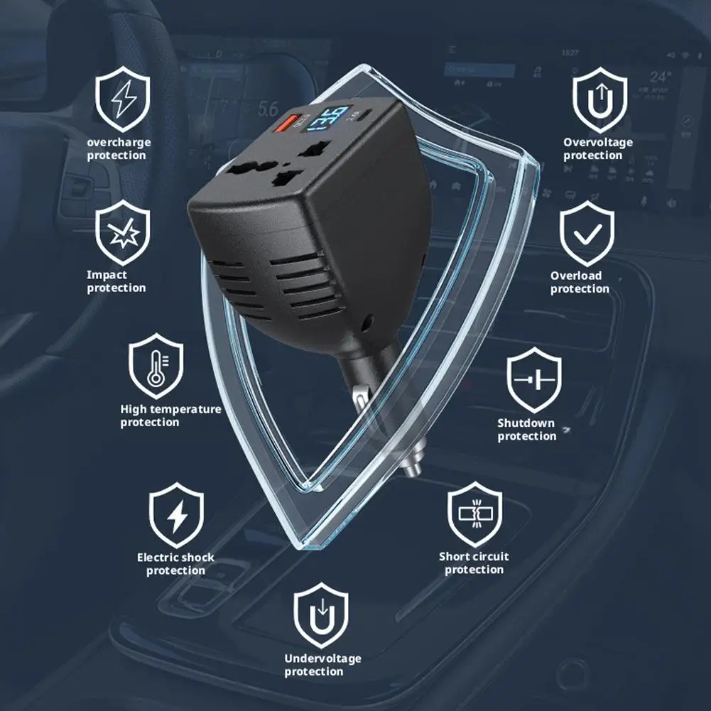 110 واط 150 واط سيارة العاكس سيارة شاحنة 12 فولت 24 فولت إلى 220 فولت متعددة المحمول شحن سريع سيارة وظيفية ذكي شحن رقمي M4A4 #5