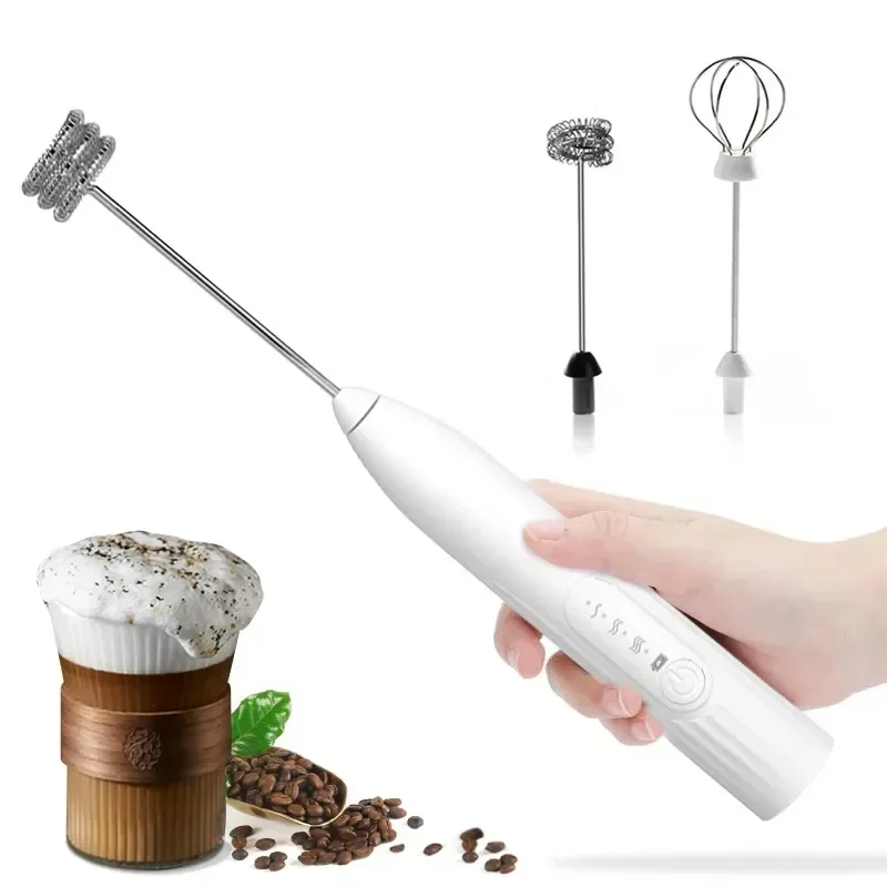 2-in-1 USB Charging Electric Egg Beater Coffee Stirrer Baking Mixer Double Head Milk Whisk Tools Gadgets Bar Kitchen Accessories