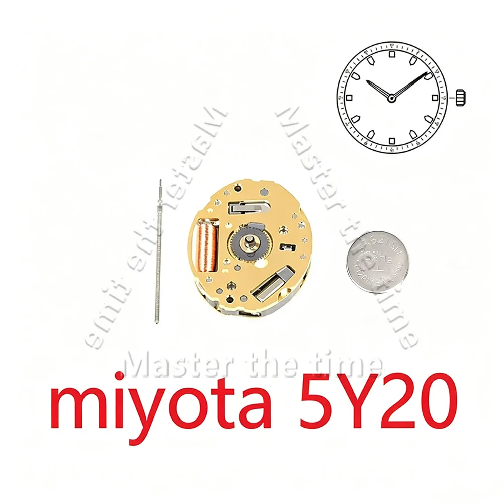 Japanese Miyota 5Y20 quartz movement, compact 2-pin structure for precise timekeeping, perfect for miniature watch designs.