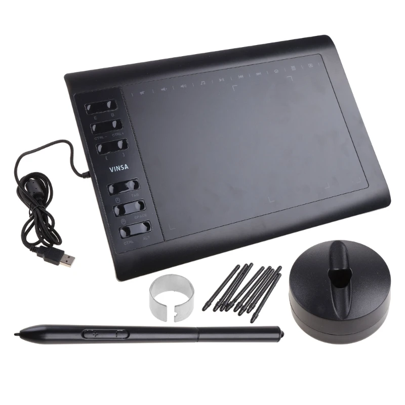 VIN1060PLUS Digital Drawing Tablet 8192 Pressure Sensitivity Tablets Battery-Free Pen Tab Hand Painting Art Design