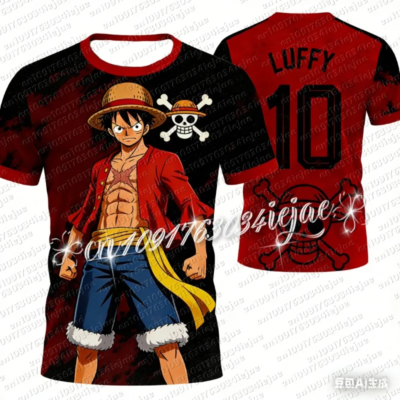 2026 One Piece Luffy Fußballtrikot T-Shirt Kinder Fußball Spezialtrikot Herren/Damen Schnelltrocknendes T-Shirt