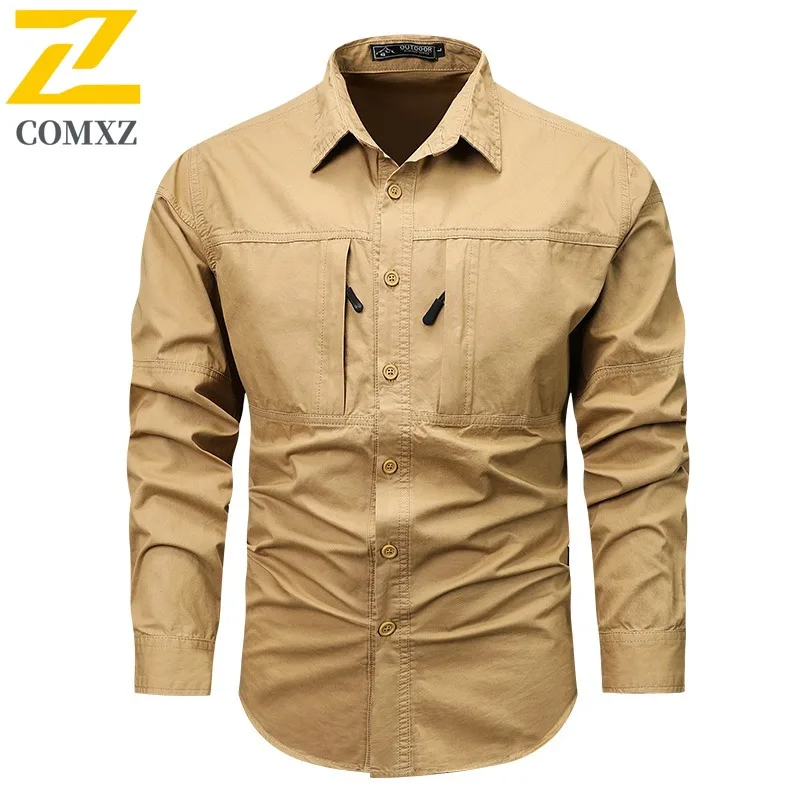 

Men Japanese Style Work Jacket Solid color Long Shirt Sleeve Water-Resistant Fishing for Camping Outdoor Casual Streetwear 2025