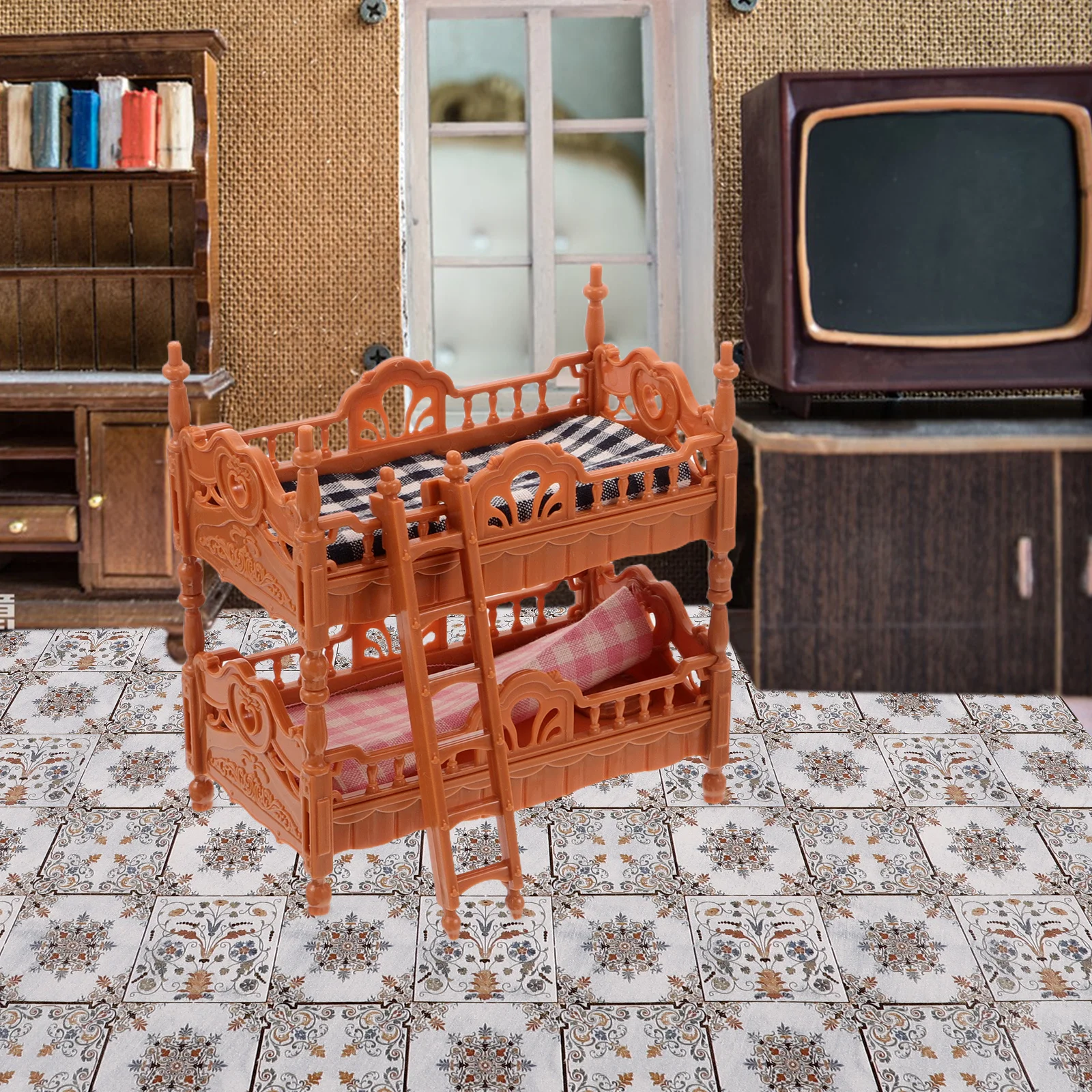 2Sets Mini Stapelbedden Poppenhuis Meubels Realistische Slaapkamer Set Interactieve Speel Props voor Kinderen Ruimtelijke Planning Vaardigheden