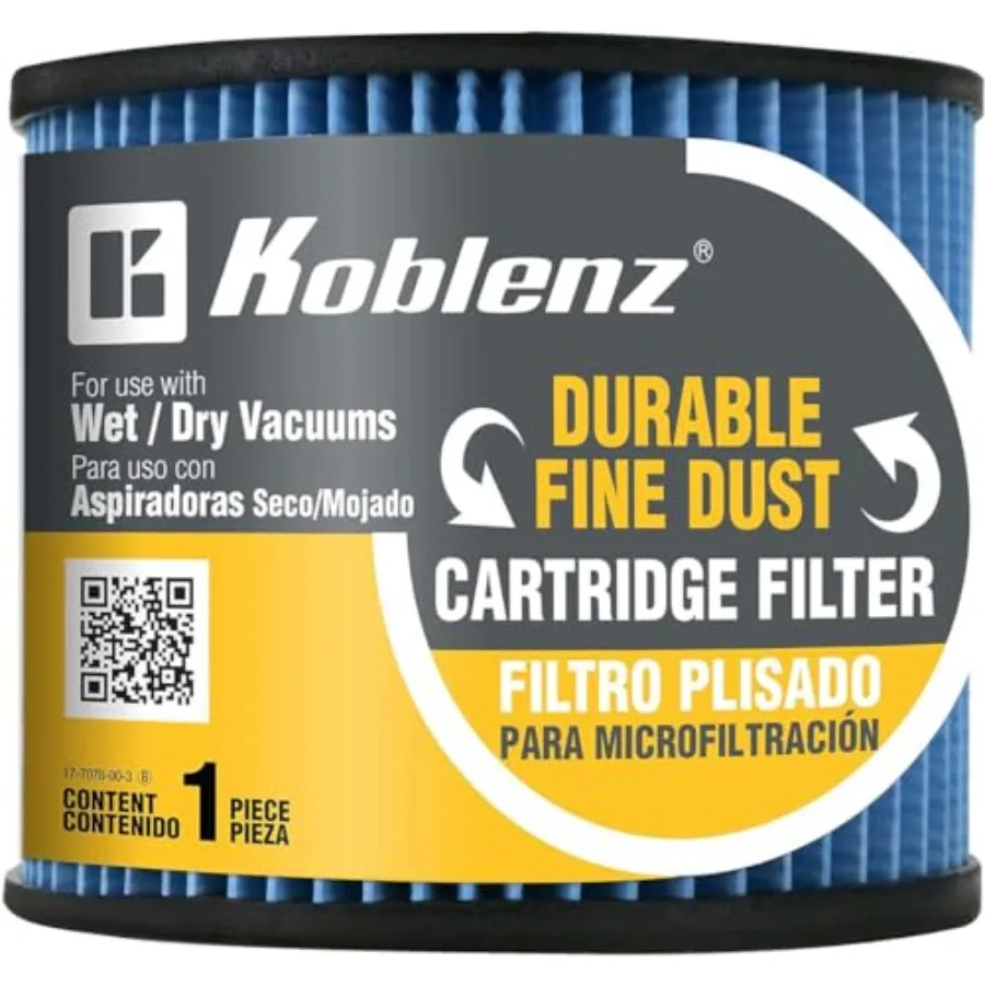 

Fine Dust Cartridge Filter, Original Replacement Disposable Filter for Wet and Dry Vacuum Cleaner, Fits 5 to 16 Gallon, Easy to
