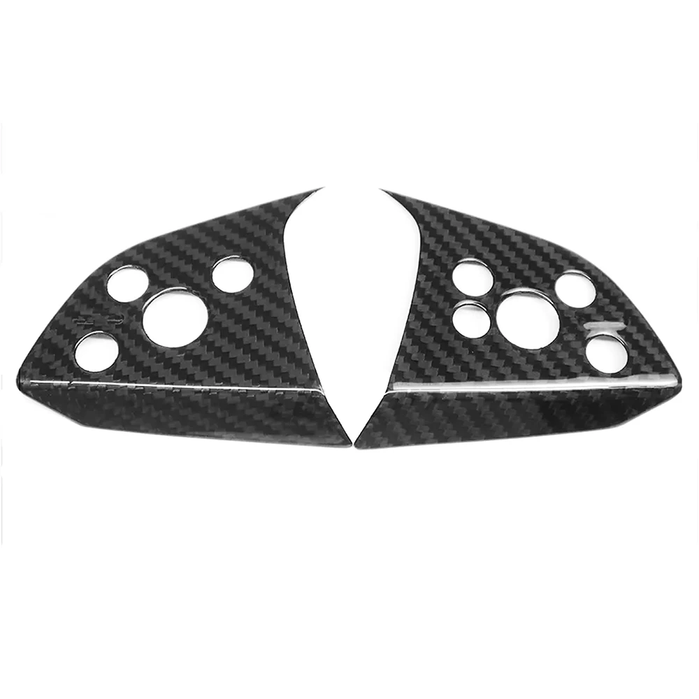 LHD RHD Car Styling Real Dry Carbon Fiber Steering Wheel Button Trim Cover Frame Decoration For Tesla Newest Model 3 2023+