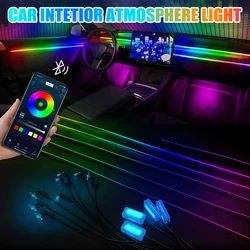 풀 컬러 스트리머 자동차 주변 조명 범용 앱 제어 RGB LED 인테리어 숨겨진 아크릴 분위기 램프 스트립, 64 색