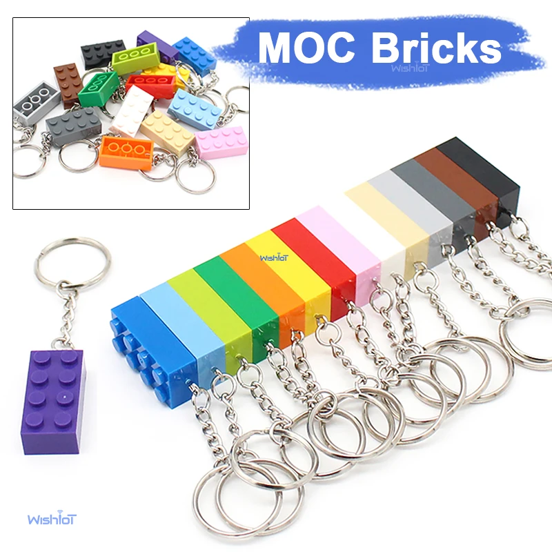 

Colorful Small Pellet 2x4 Key Chain Building Blocks Creative Keychain DIY Hanging Ring MOC Bricks Plate Toys Gift