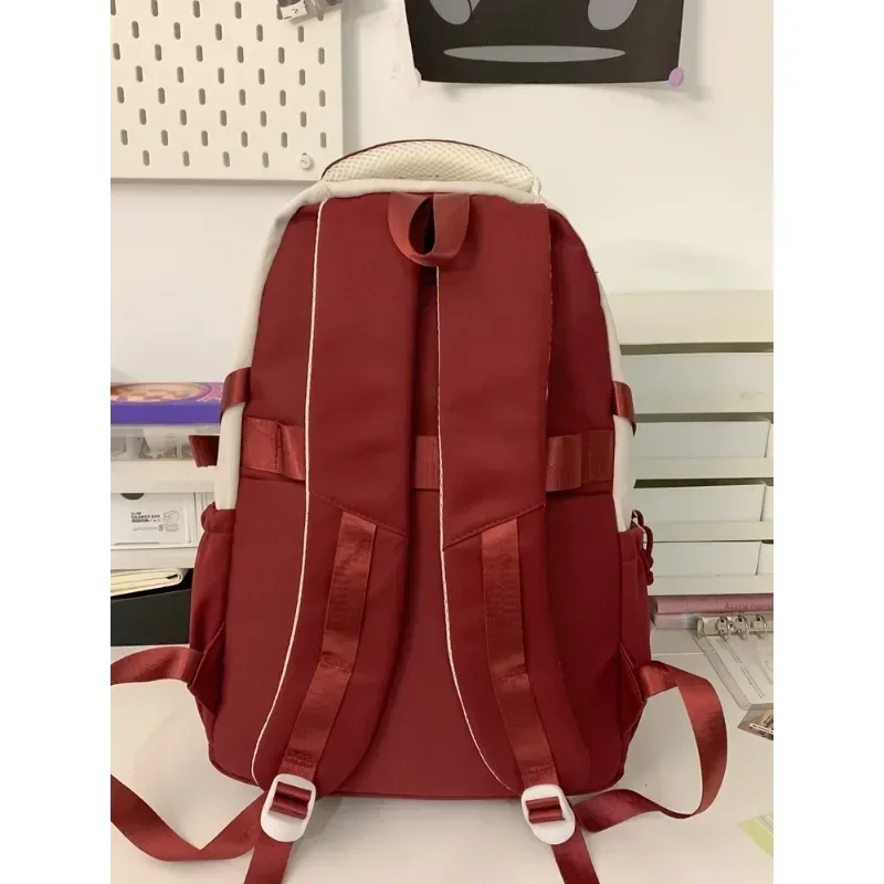 Large Capacity Buttons Practical Nylon School Bag Color Matching Comfortable Backpacks 2024 Hot Sale Bags for Girls and Boys