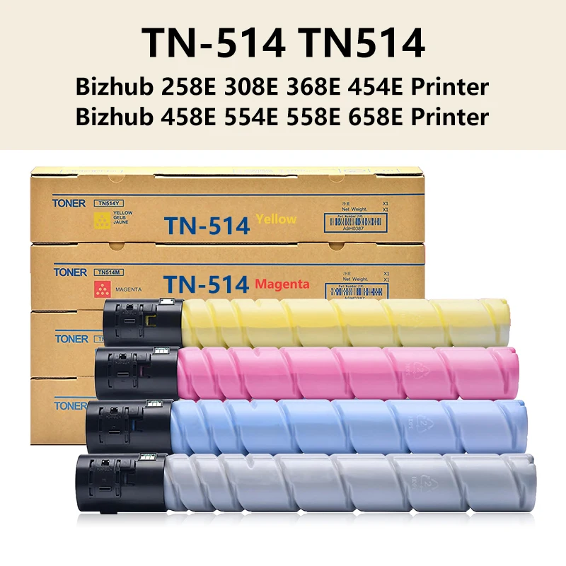 

TUHUO TN-514 TN514 Toner Cartridge TN-514K TN514C TN514M TN514Y for Konica Minolta Bizhub C458 C558 C658 Printer