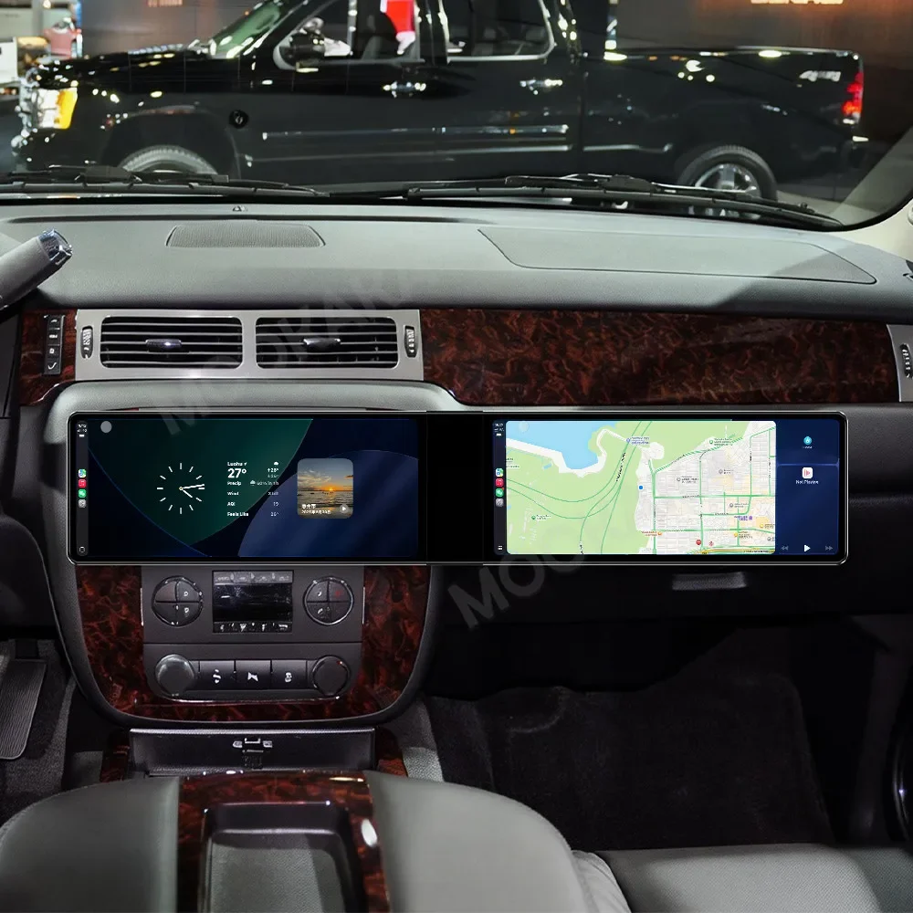 24.6 Inch Dual Screen Android Auto Radio GPS Navigation Car Stereo for GMC Yukon 2007-2012 Carplay Multimedia Head Unit