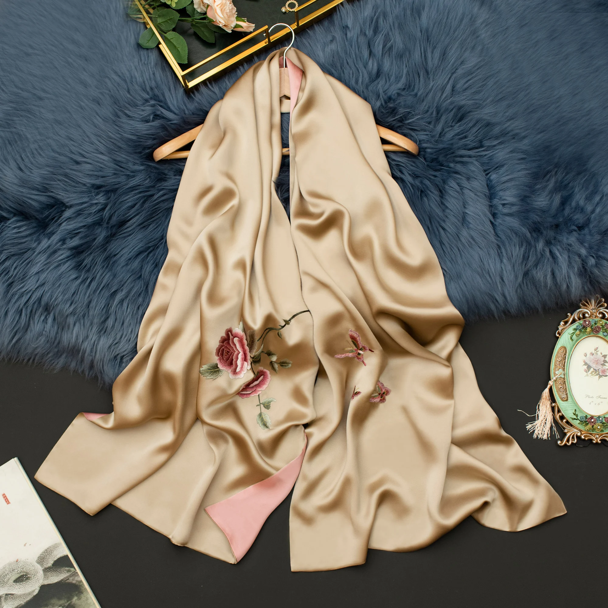 

Silk Shawl Outerwear Silk Women's Silk Suzhou Embroidery Shawl Gift for Mom Long Scarf Shawl Silk Scarf