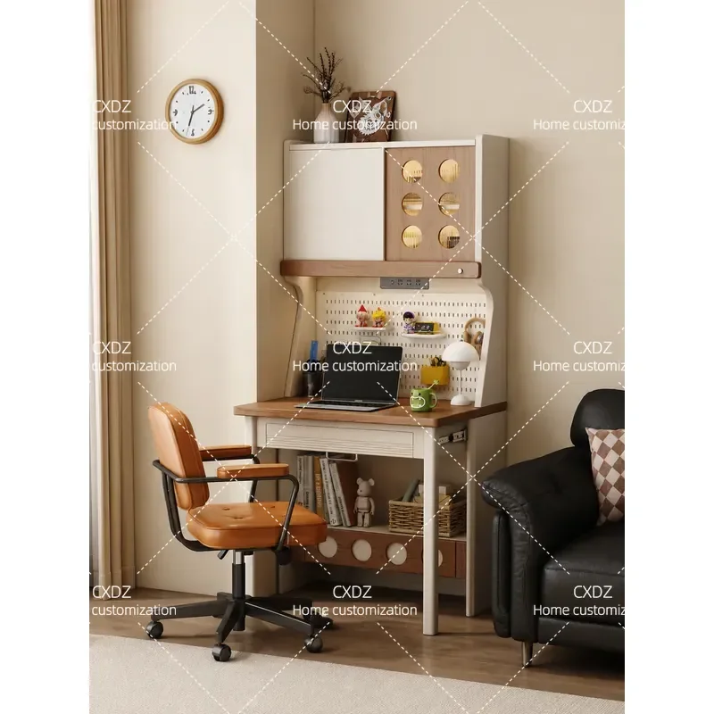Telescopic Folding Desk Bookcase Integrated Corner Table Solid Wood Study Desk Adjustable Bookshelf for Small Apartment