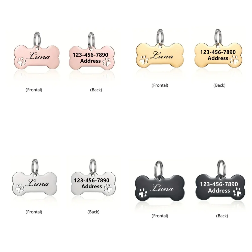 

Customized Personalized Pet ID Tag Keychain Engraved Name For Cats And Dogs Collars With Bone Pendants Pet Accessories Wholesale