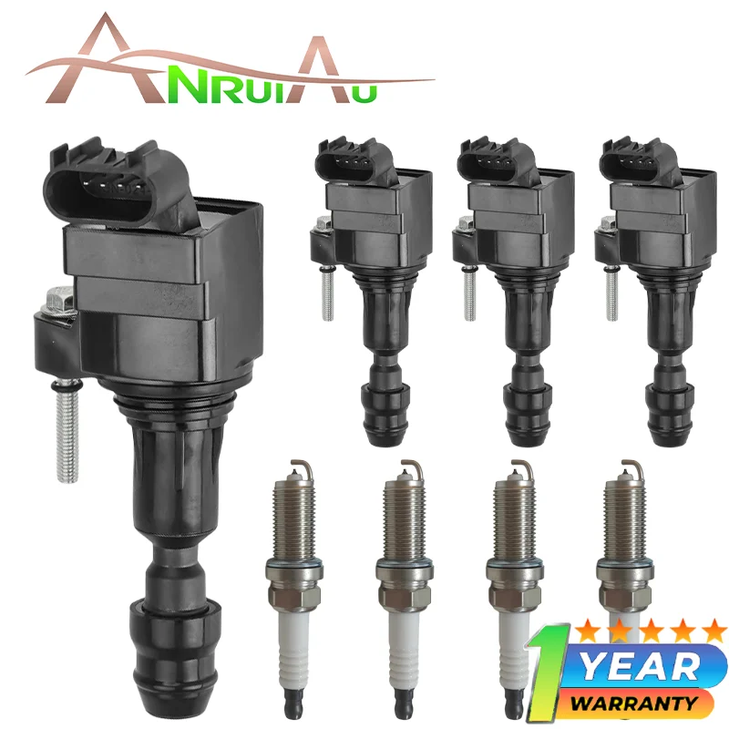 

For Buick Chevrolet GMC Pontiac Saab Saturn 2.0L 2.2L 2.4L L4 New 4 Pack Ignition Coils & Iridium Spark Plugs UF491 E991 D517A