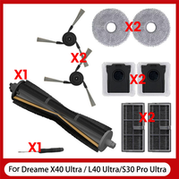 【A56X】10PCS For Dreame X40 Ultra / L40 Ultra / S30 Pro Ultra Vacuum Cleaner Parts Main Side Brush Filter Mop Cloth Dust Bag