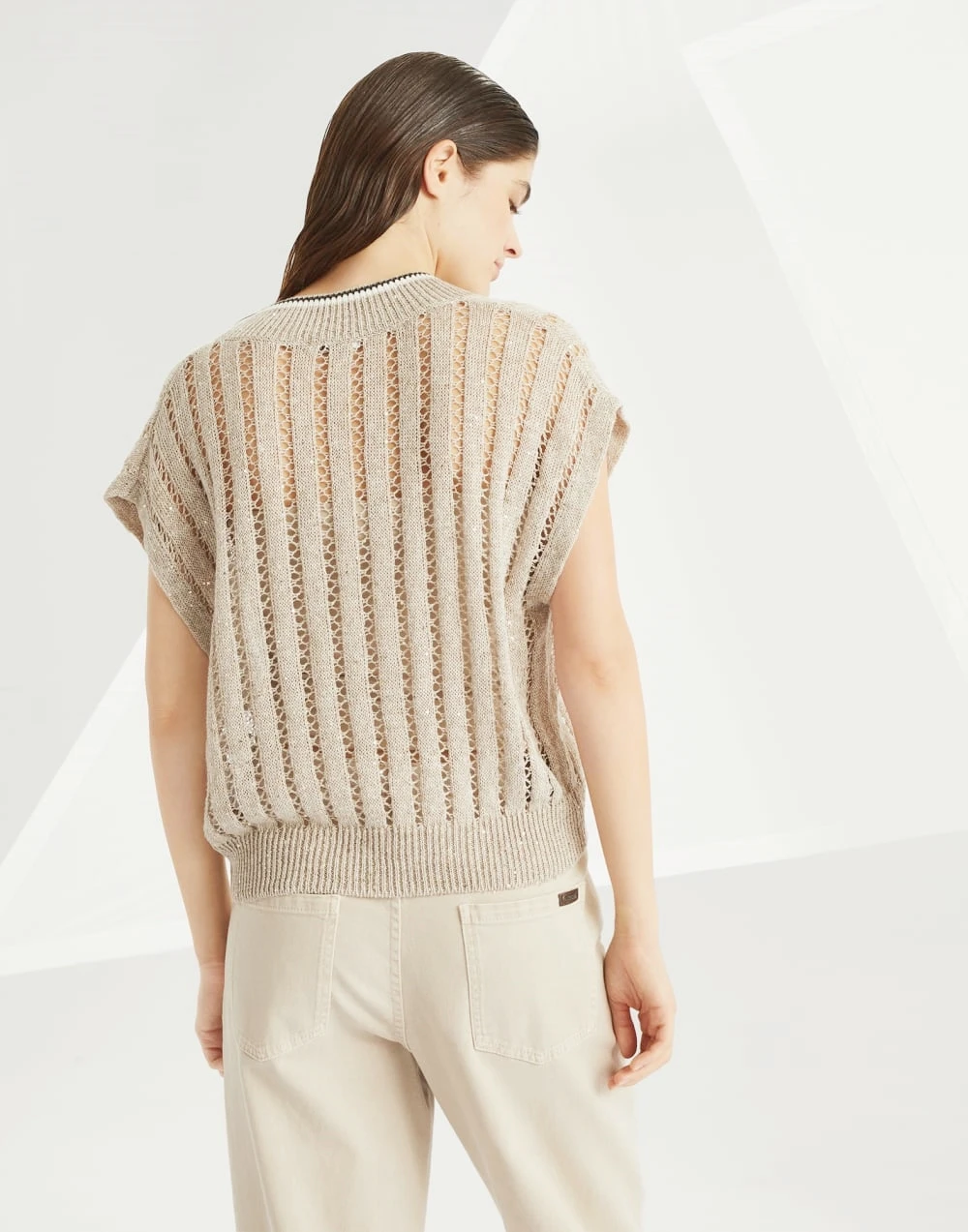 BC Luxury Brand Design Sequin Knitted Hollow Out Top Quality V-neck Shirt For Woman Popular Knitwear Lady Pullover Clothes - Image 5