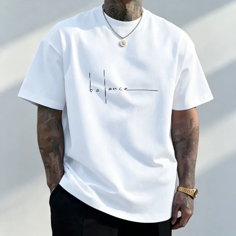 Redtube Logo Men's Fashion Balance Letter Pattern Crew Neck Short Sleeve Casual T-Shirt  Graphic T Shirts My Body My Choice Tops