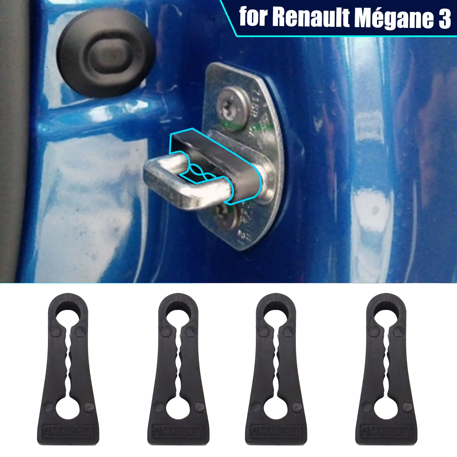 Amortiguador de sonido para cerradura de puerta de coche, amortiguador para Renault Mégane 3, Scenic, Laguna, Megan, 2008-2016