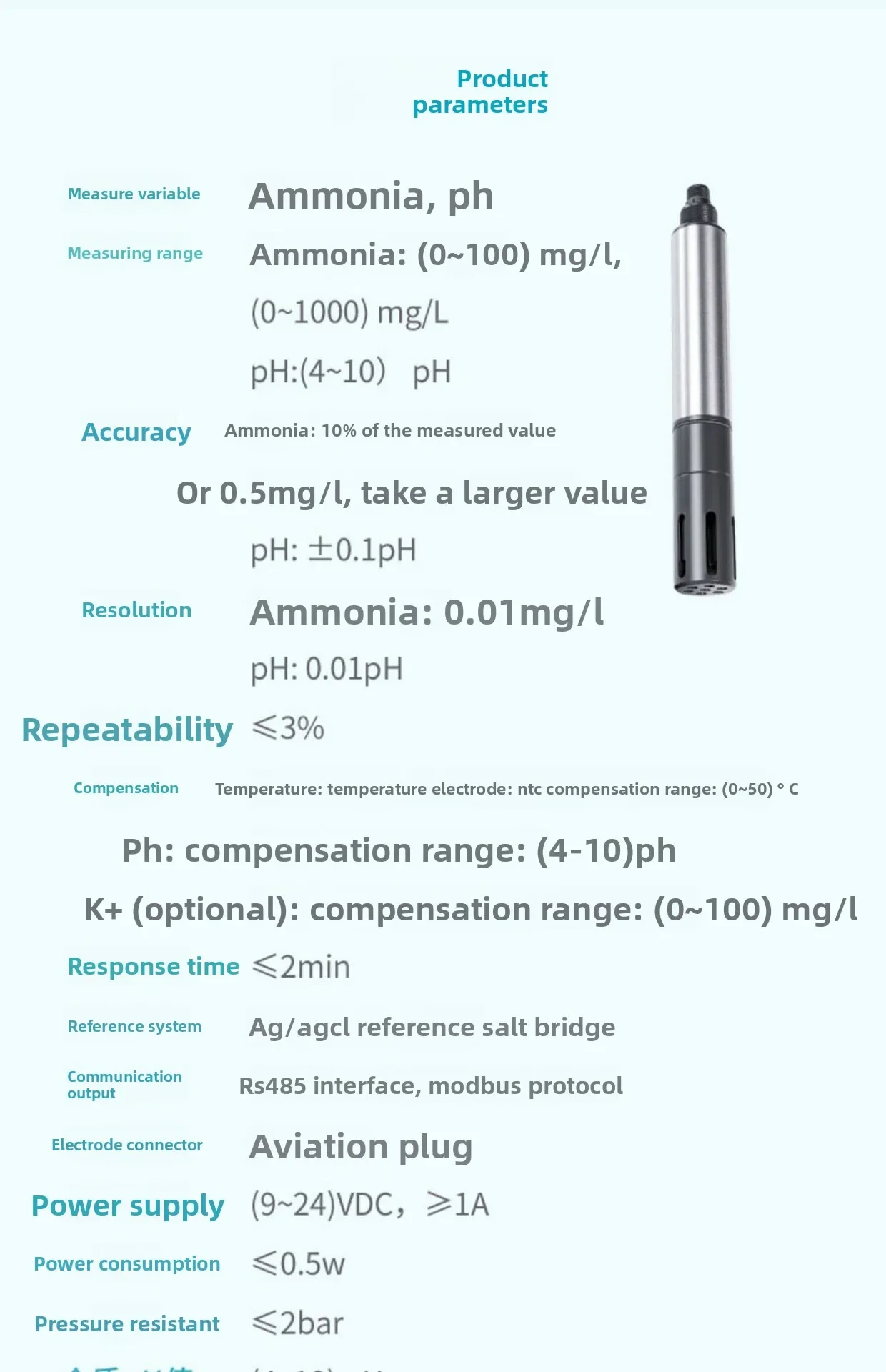Nitrate and nitrogen conductivity residual chlorine multi-parameter sensor sewage monitor, online cod ammonia nitrogen detector