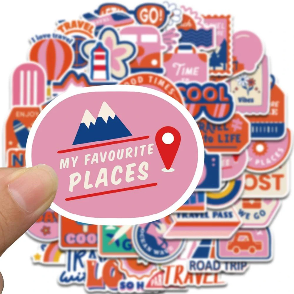 

10/30/50pcs Cute Aesthetic Pink Travel Graffiti Stickers for Skateboard Notebook Luggage Car Cartoon Waterproof Sticker Toy Gift