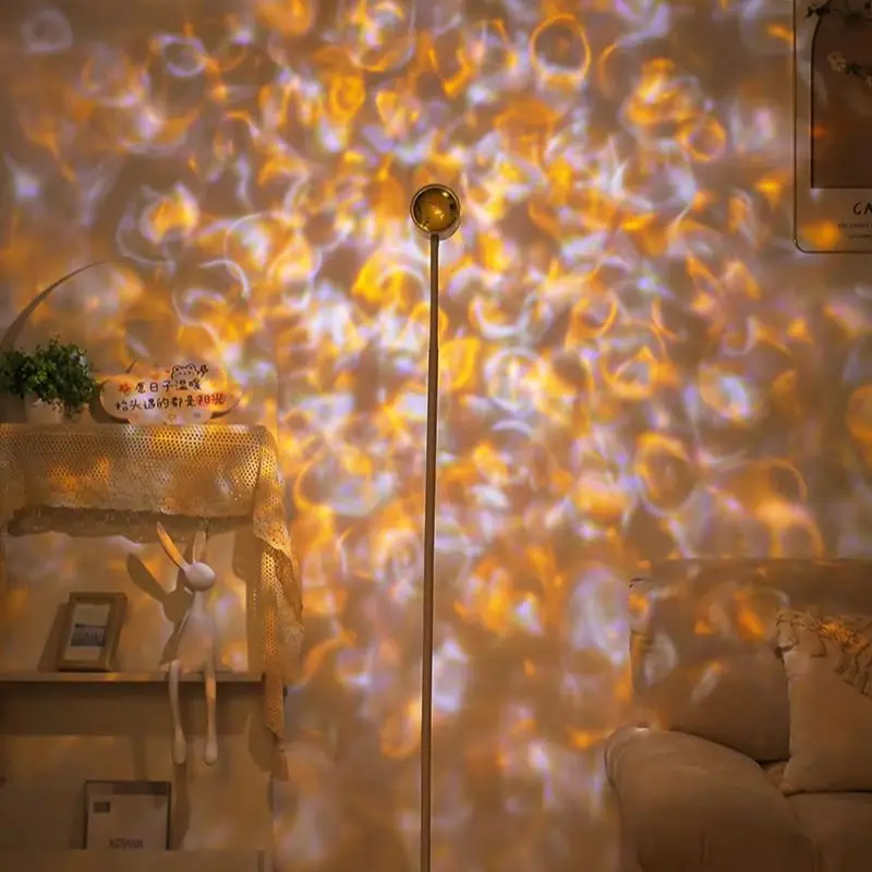 Double-Head Sunset Lamp Water Ripple Ambient Light Internet Celebrity Floor Lamp for Living Room Fill Light