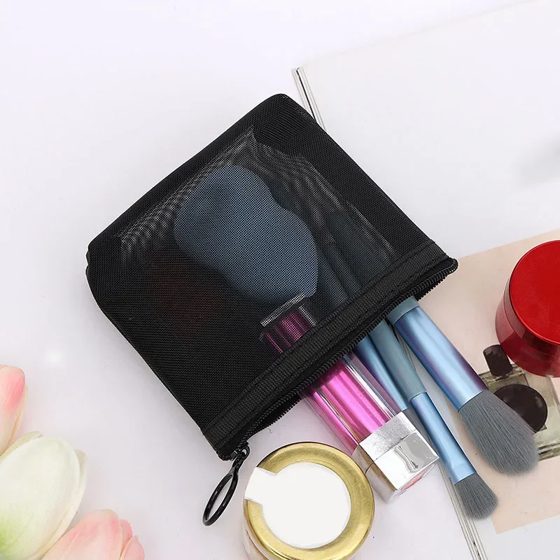 1PC Mesh Small Large Cosmetic Bag for Women Travel Storage Makeup Bag Organizer Female Make Up Pouch Toiletry Beauty Pencil Case