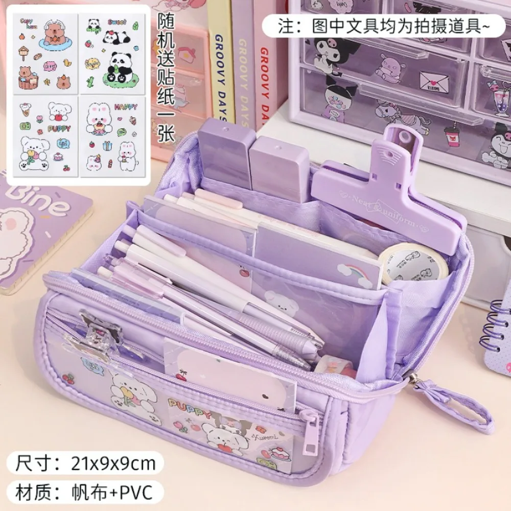 180 °   Flaches Cartoon-Federmäppchen, 9-lagig, großes Fassungsvermögen, große Öffnung, Schreibwarentasche, mehrfarbige Schultasche für Kinder