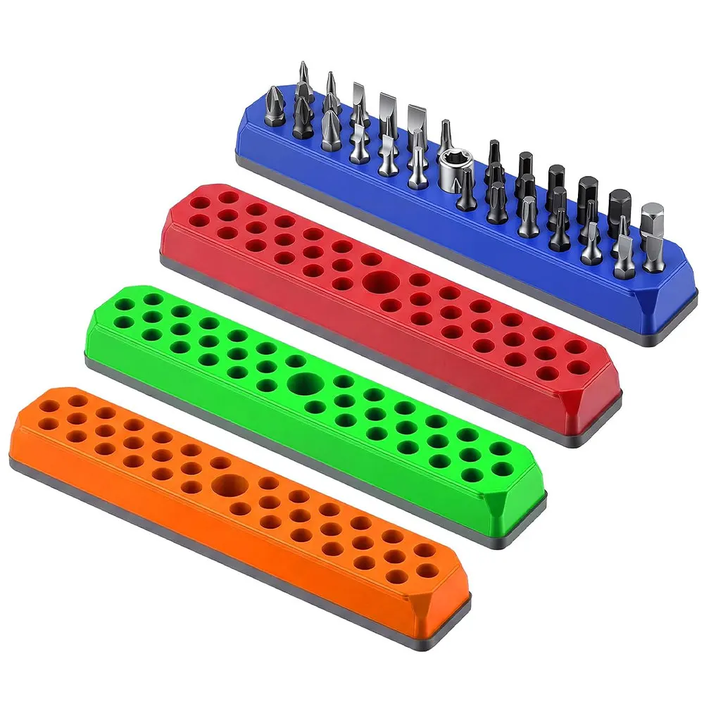4-Pack 1/4-Inch Magnetic Hex Bit Holder Rack, 148-Hole Screwdriver Bit Organizer with Strong Magnetic Base for Drill Bit Storage