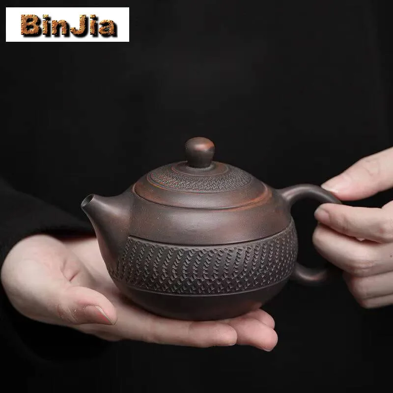 

170 мл антикварная фиолетовая керамика Qingxi, чайник Xishi, нож для прыжков ручной работы, горшок для чая, чайник для замачивания, коллекция предметов Dahongpao, ремесло