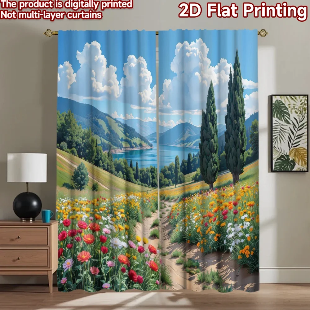 

1pc 2D flat Photography Backdrop Popular Scene Backdrop Countryside Floral Landscape 100% Polyester Festive Wall Decor Perfect