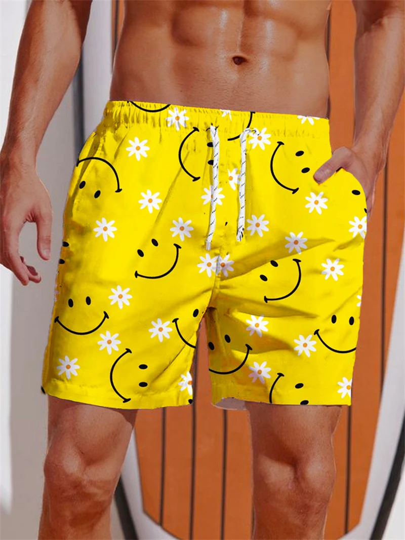 ฤดูร้อนฮาวายกางเกงขาสั้นชายหาดสําหรับชายกลางแจ้ง Seaside Surf สั้นกางเกงเอวยางยืดหลวม Quick Drying Man กางเกงว่ายน้ํา