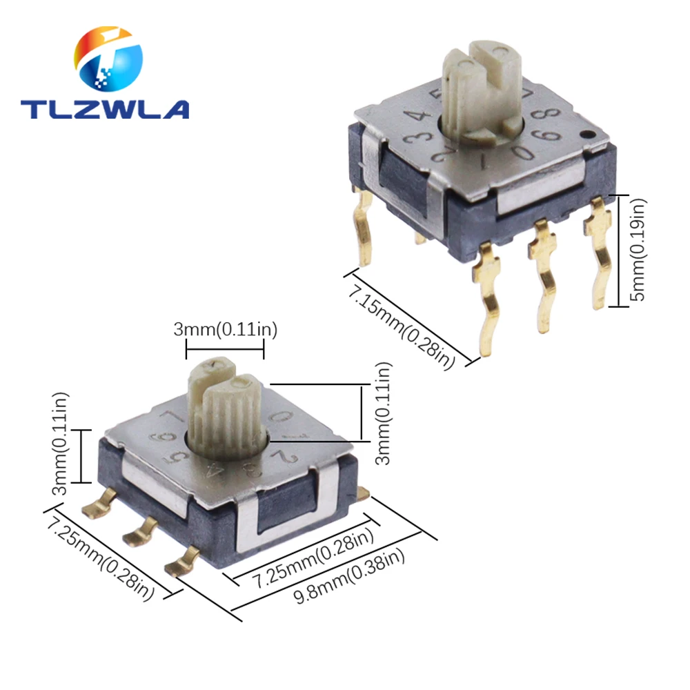 Rotary Code Switch SMD Band Switch RST-10RM-PT Digital Dip Switch 10 position 0-9 coding RST-16RM-G3