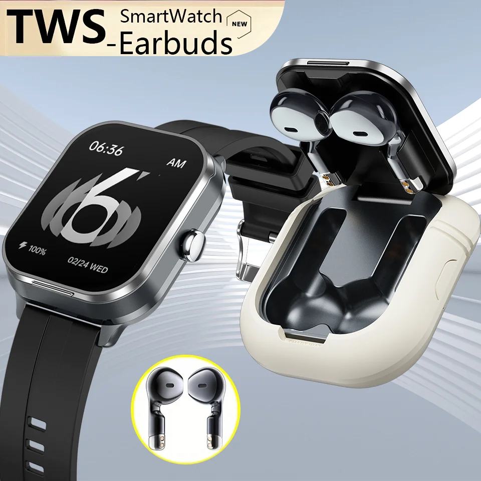

Новые смарт-часы 2026 года с открытой задней панелью и наушниками-вкладышами для мужчин и женщин, HD-экран 2,01 дюйма, множество циферблатов, Bluetooth-звонки