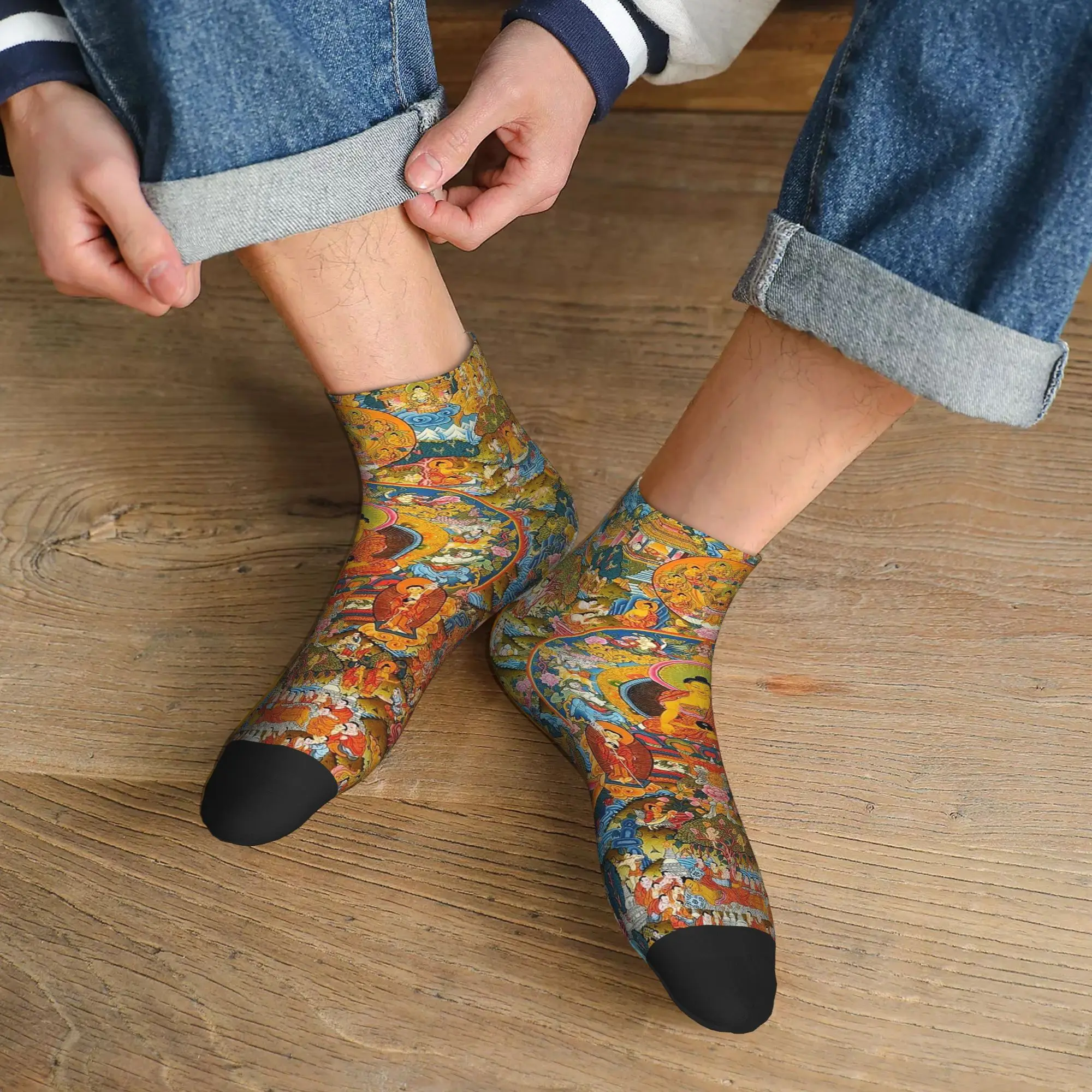 

Носки с изображением тантрических буддийских божеств, носки с изображением Будды, высококачественные носки в стиле Харадзюку, всесезонные носки, аксессуары для подарков унисекс