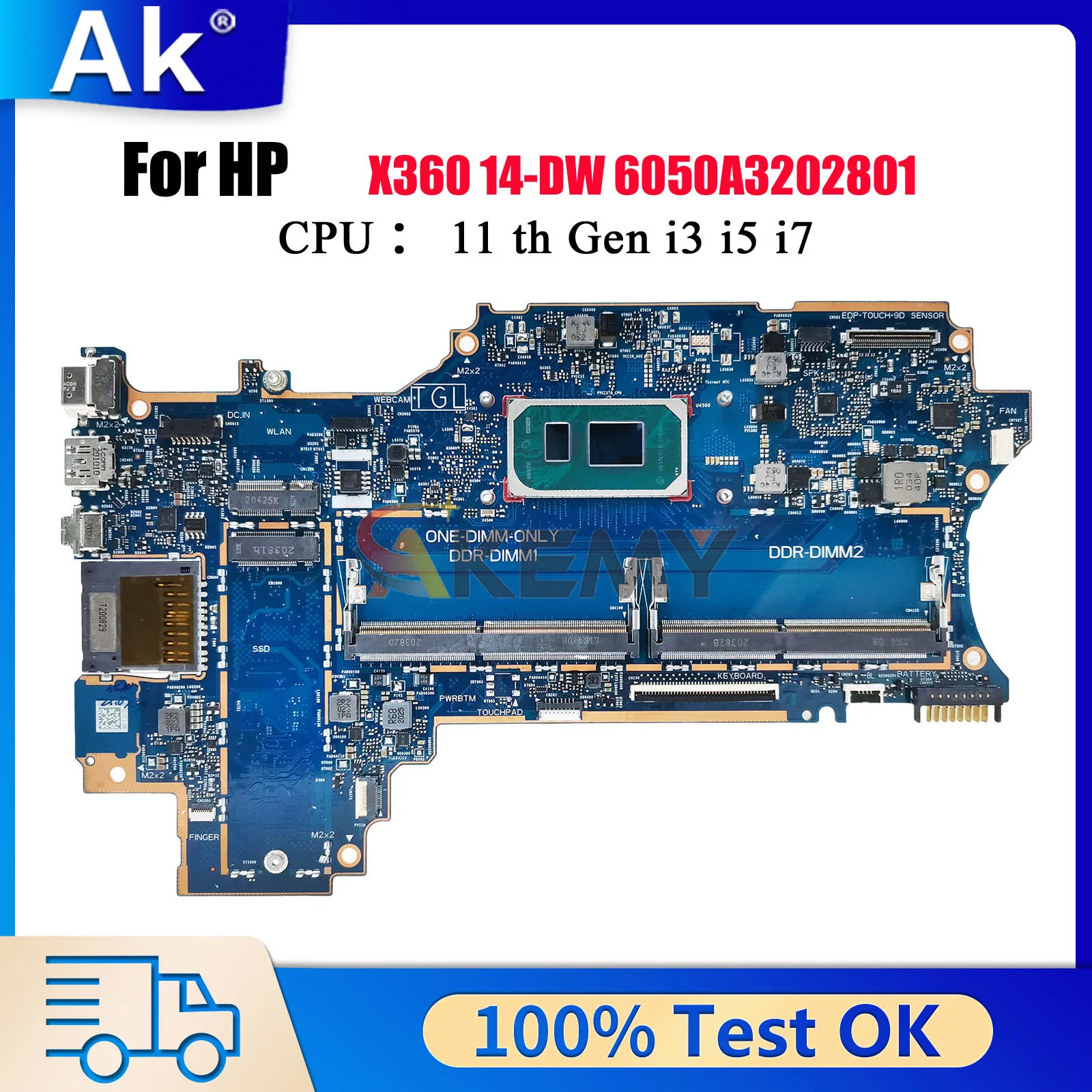 6050A3202801 Per HP Pavilion X360 14-DW Scheda Madre Del Computer Portatile Con i3 i5 i7 CPU DDR4 L96510-601 L96511-601 100% Completamente Testato