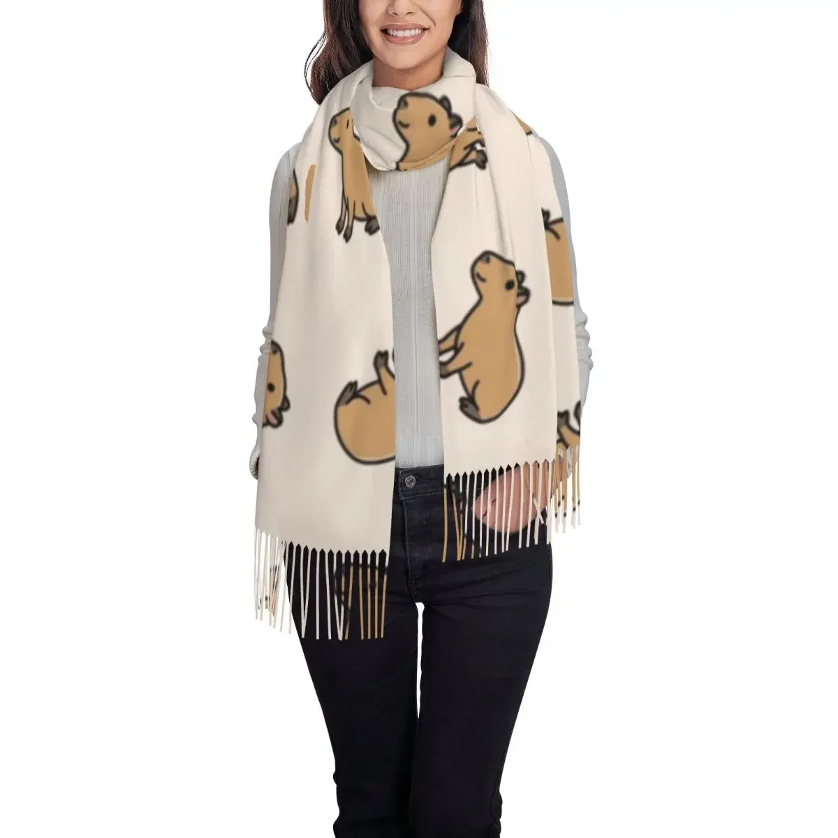 Personalized Print Capybara Pet Scarf Women Men Winter Fall Warm Scarves Wild Animals Of South America Shawl Wrap