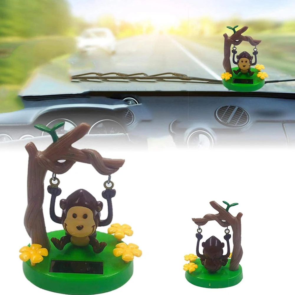 لعبة القرد الراقص بالطاقة الشمسية، دمية قرد متحركة، زينة حيوانات كرتونية للمكتب وديكور السيارة الداخلي